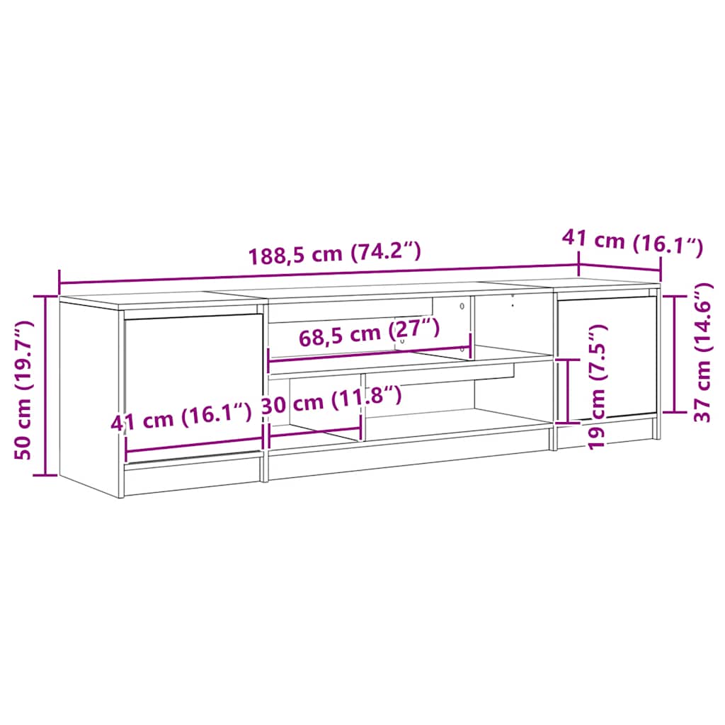VXL8721158712691 g en hd 10 Comodă TV, stejar sonoma, 188,5x41x50 cm, lemn compozit Comodă TV, stejar sonoma, 188,5x41x50 cm, lemn compozit - imagine 12