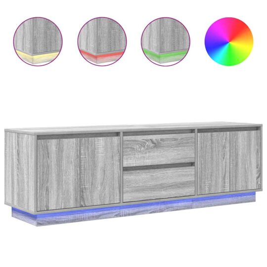 Alternative view of Dulap TV cu lumini LED Gri Sonoma 160,5x41x50 cm