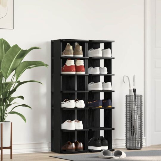 Pantofare, 2 buc., stejar negru, 25x27x102 cm, lemn prelucrat