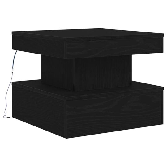 Alternative view of Masuta de cafea cu lumini LED Stejar negru 50x50x40 cm