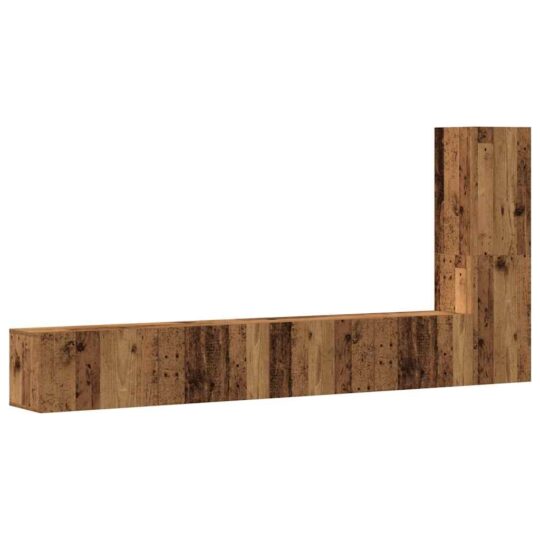 Alternative view of Set dulap TV 3 piese montat pe perete lemn vechi lemn prelucrat