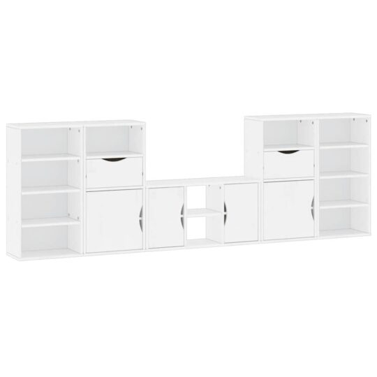 Alternative view of Unități TV 5 piese cu depozitare ODDA din lemn masiv de pin alb