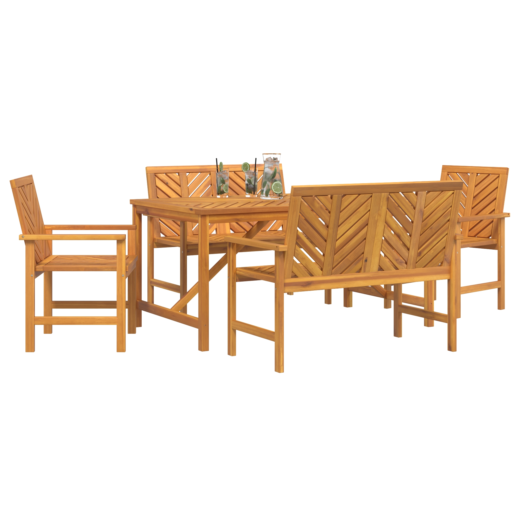 3154109 3 Set de masă pentru grădină 5 pcs Maro 150 x 90 x 74 cm Set de masă pentru grădină 5 pcs Maro 150 x 90 x 74 cm - imagine 3