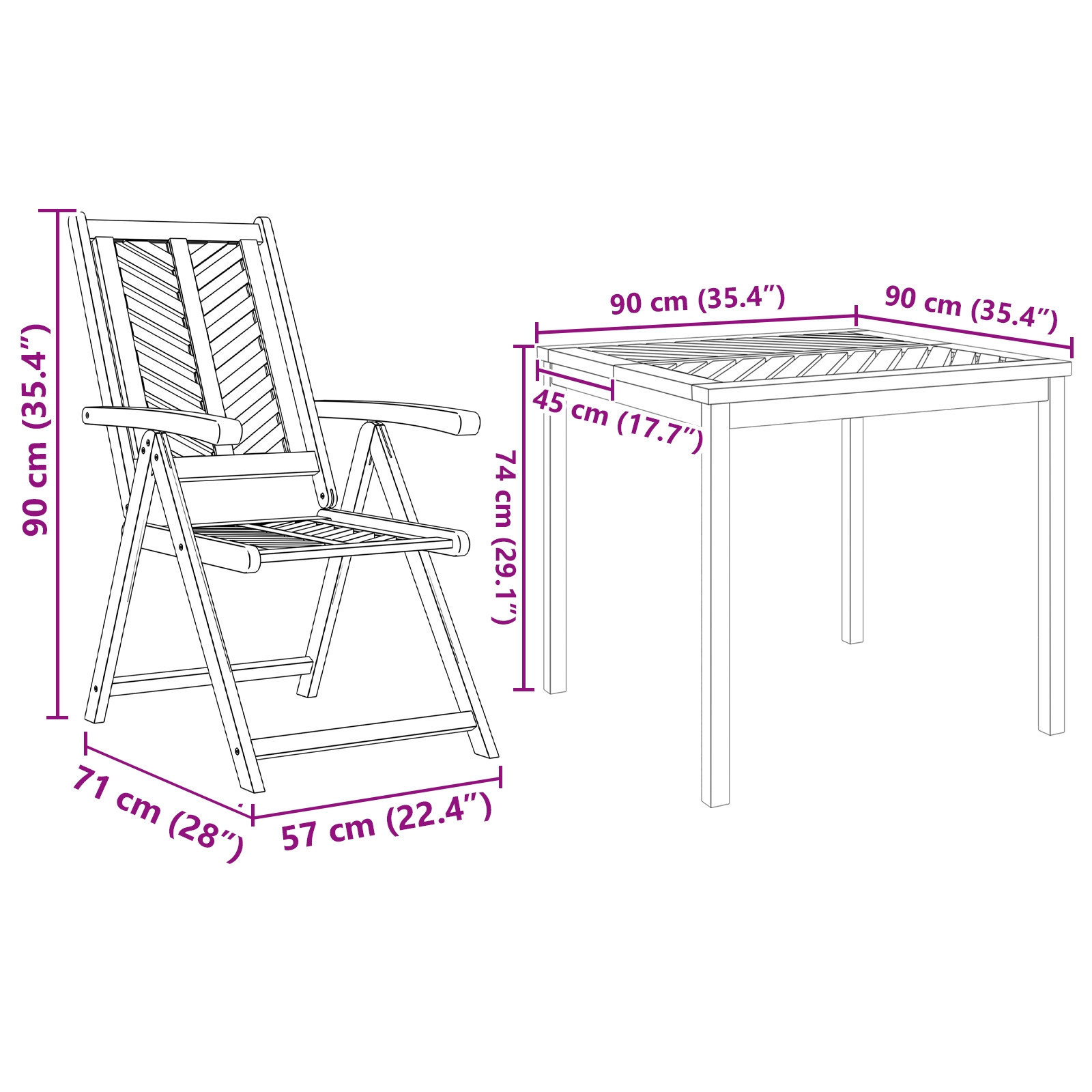 3154121 13 Set de masă pentru grădină 3 pcs Maro 90 x 90 x 74 cm Set de masă pentru grădină 3 pcs Maro 90 x 90 x 74 cm - imagine 13