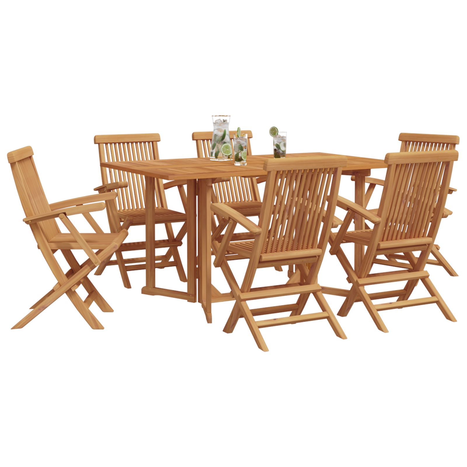 3155339 3 Set de masă pentru grădină 7 pcs Maro 150 x 90 x 75 cm Set de masă pentru grădină 7 pcs Maro 150 x 90 x 75 cm - imagine 3