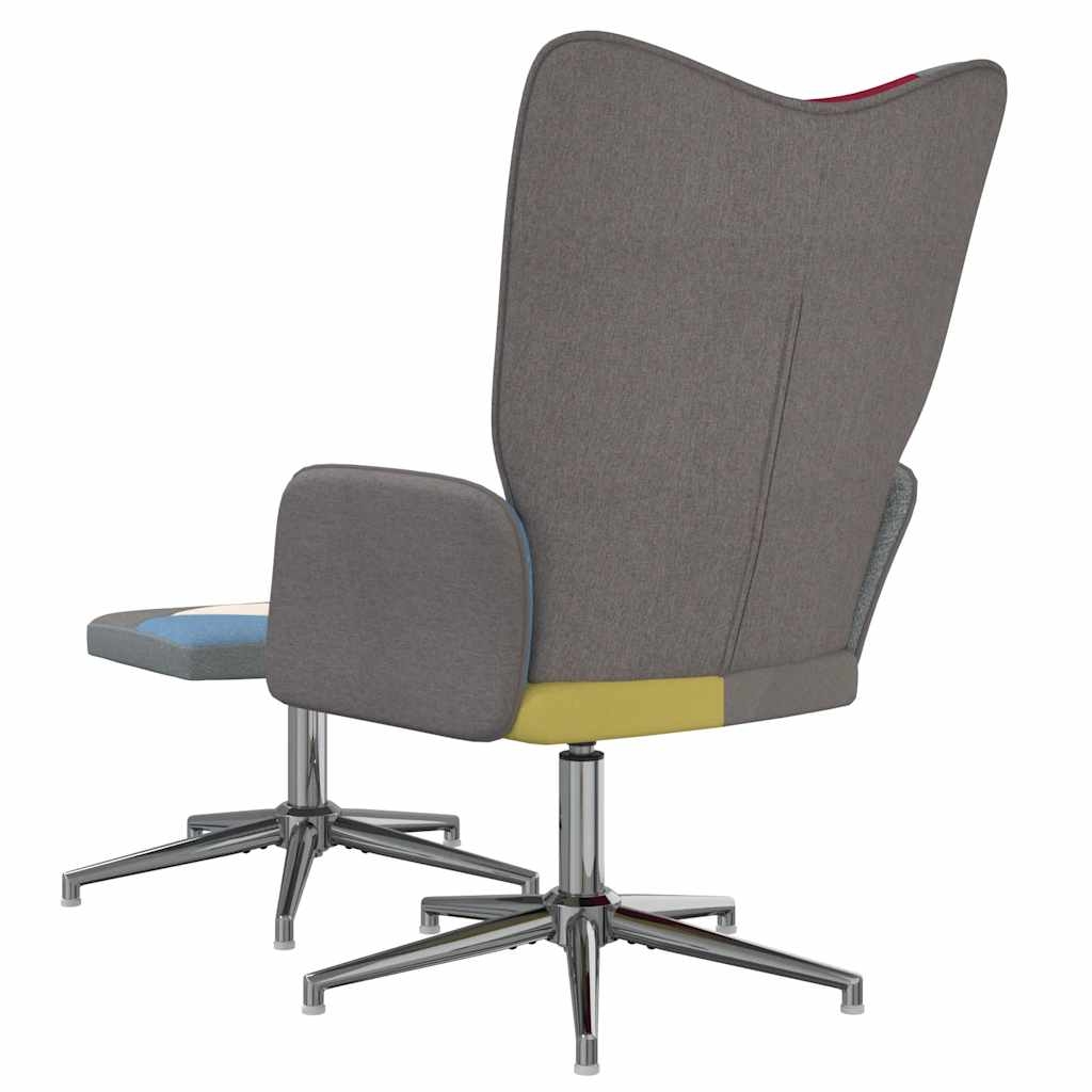 328190 5 Scaun de relaxare cu taburet, textil, petice Scaun de relaxare cu taburet, textil, petice - imagine 5