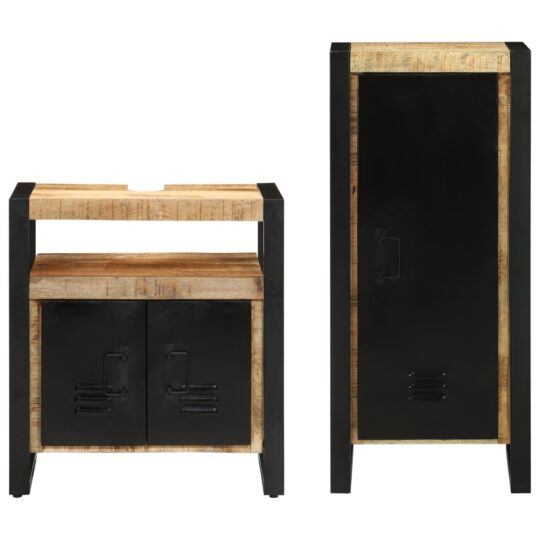 3305608 7 Set de mobilier pentru baie 2 pcs Maro Lemn de mango solid 3305608 7