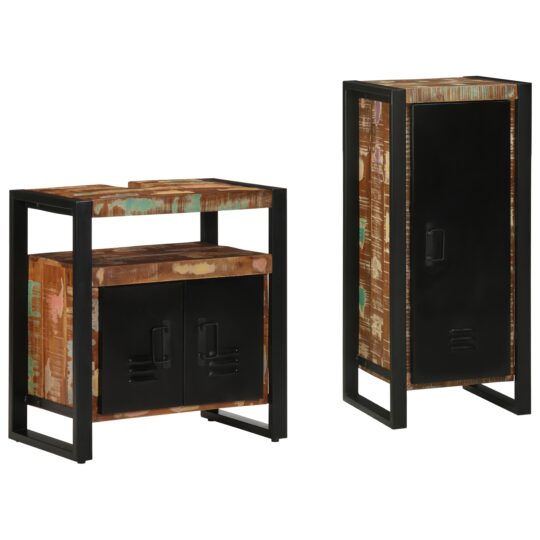 Alternative view of Set de mobilier pentru baie cu raft 2 pcs Lemn recuperat solid