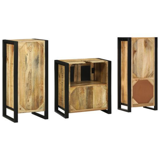 3305618 8 Set de mobilier pentru baie 3 pcs Maro Lemn de mango solid 3305618 8