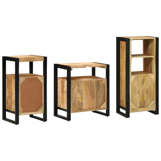 3305626 10 Set de mobilier pentru baie 3 pcs Maro Lemn de mango solid 3305626 10