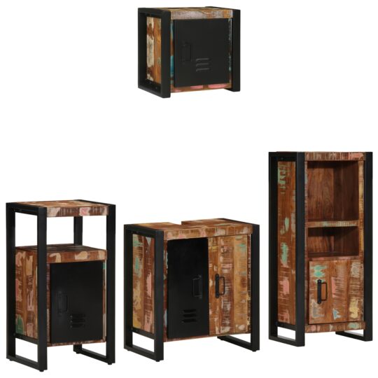 3305635 3 Set de mobilier pentru baie cu raft 4 pcs Lemn recuperat solid 3305635 3