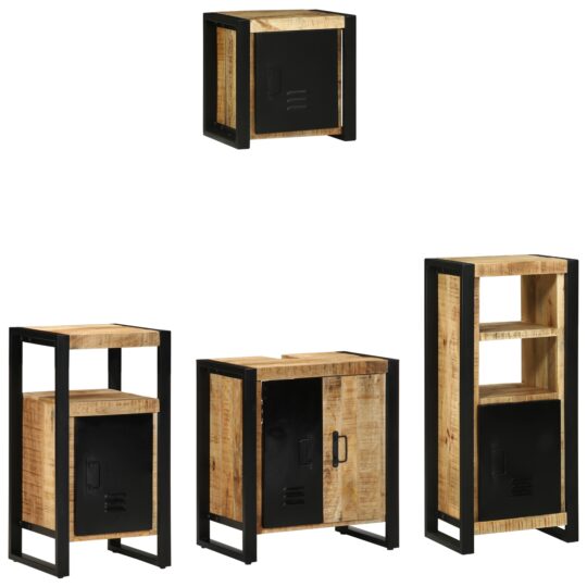 Alternative view of Set de mobilier pentru baie 4 pcs Maro Lemn de mango solid