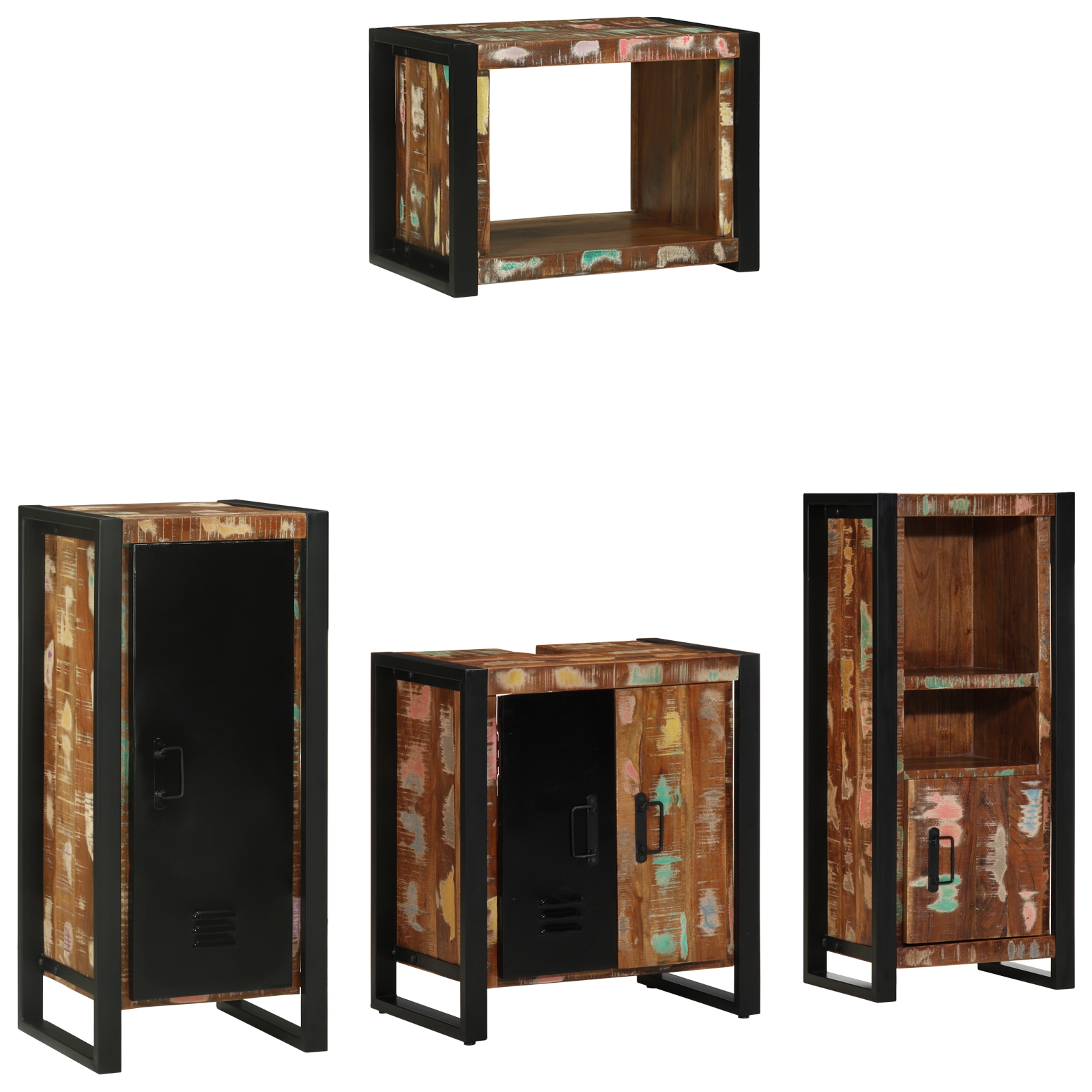 3305665 8 Set de mobilier pentru baie cu raft 4 pcs Lemn recuperat solid Set de mobilier pentru baie cu raft 4 pcs Lemn recuperat solid - imagine 8