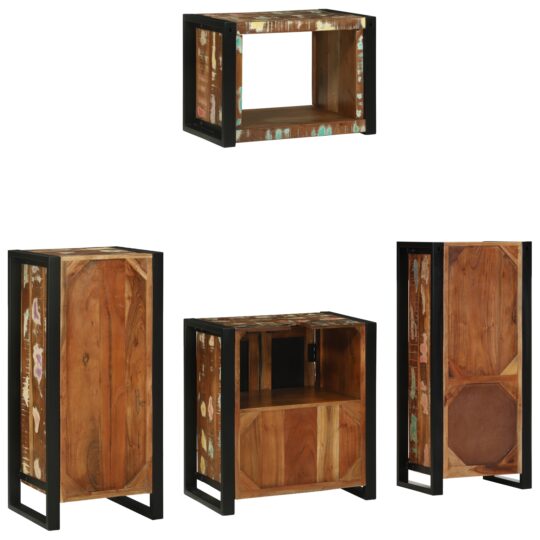 3305667 8 Set de mobilier pentru baie cu raft 4 pcs Lemn recuperat solid 3305667 8