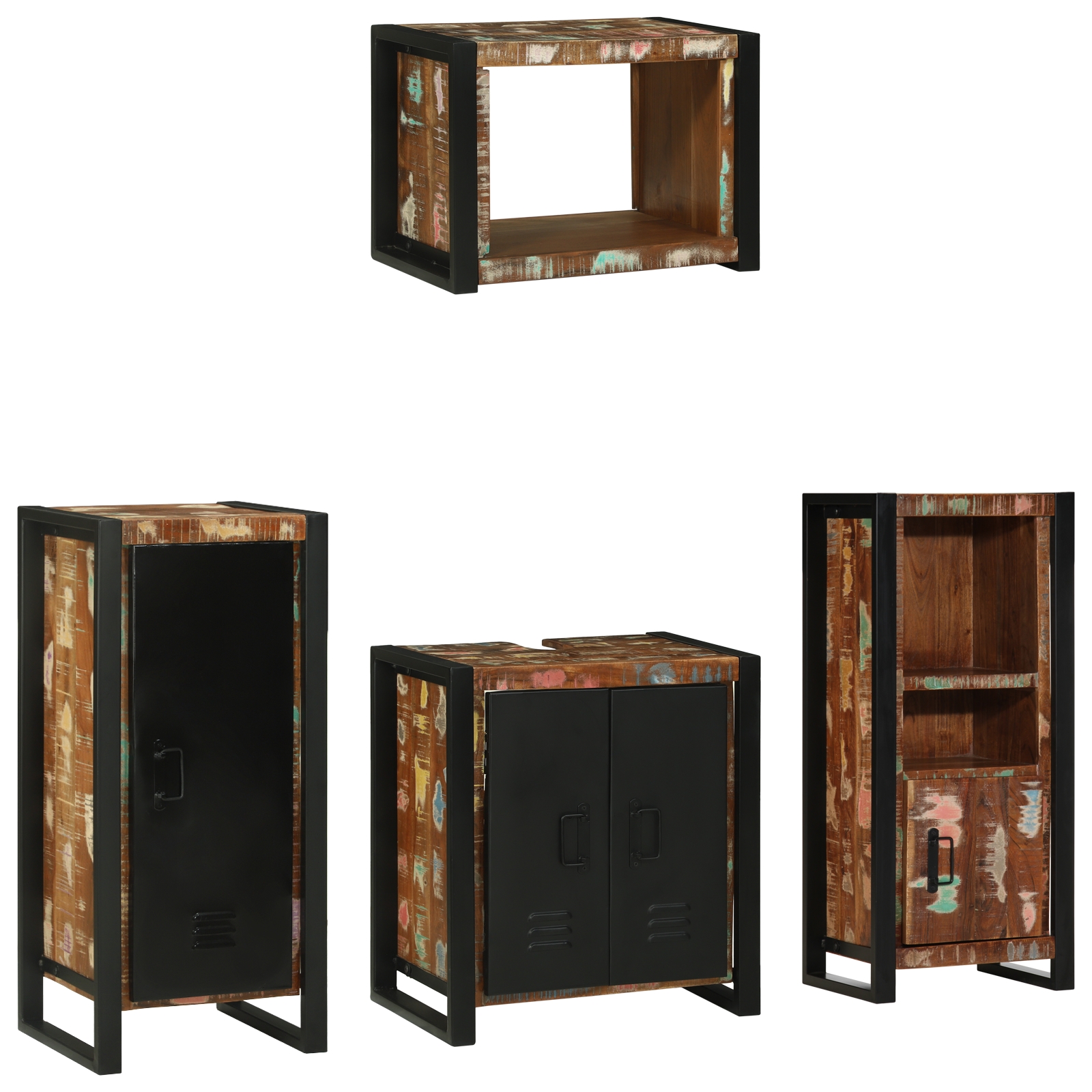 3305667 9 Set de mobilier pentru baie cu raft 4 pcs Lemn recuperat solid Set de mobilier pentru baie cu raft 4 pcs Lemn recuperat solid - imagine 9