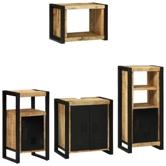 Alternative view of Set de mobilier pentru baie 4 pcs Maro Lemn de mango solid