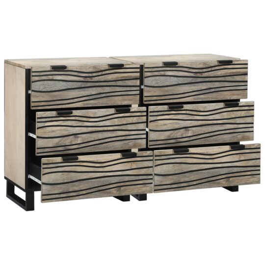 Alternative view of Bufeturi 2 pcs Alb 60 x 33.5 x 75 cm Lemn masiv de mango