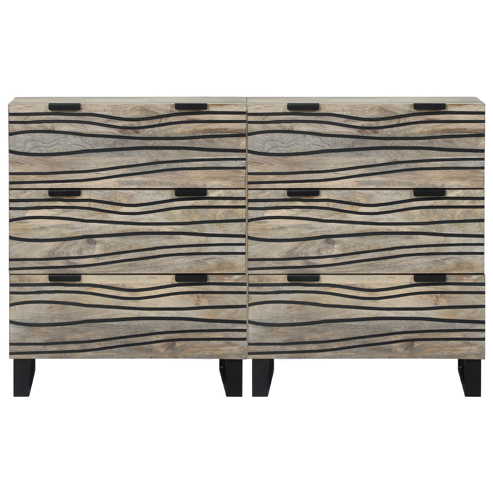 3310046 4 Bufeturi 2 pcs Alb 60 x 33.5 x 75 cm Lemn masiv de mango Bufeturi 2 pcs Alb 60 x 33.5 x 75 cm Lemn masiv de mango - imagine 4