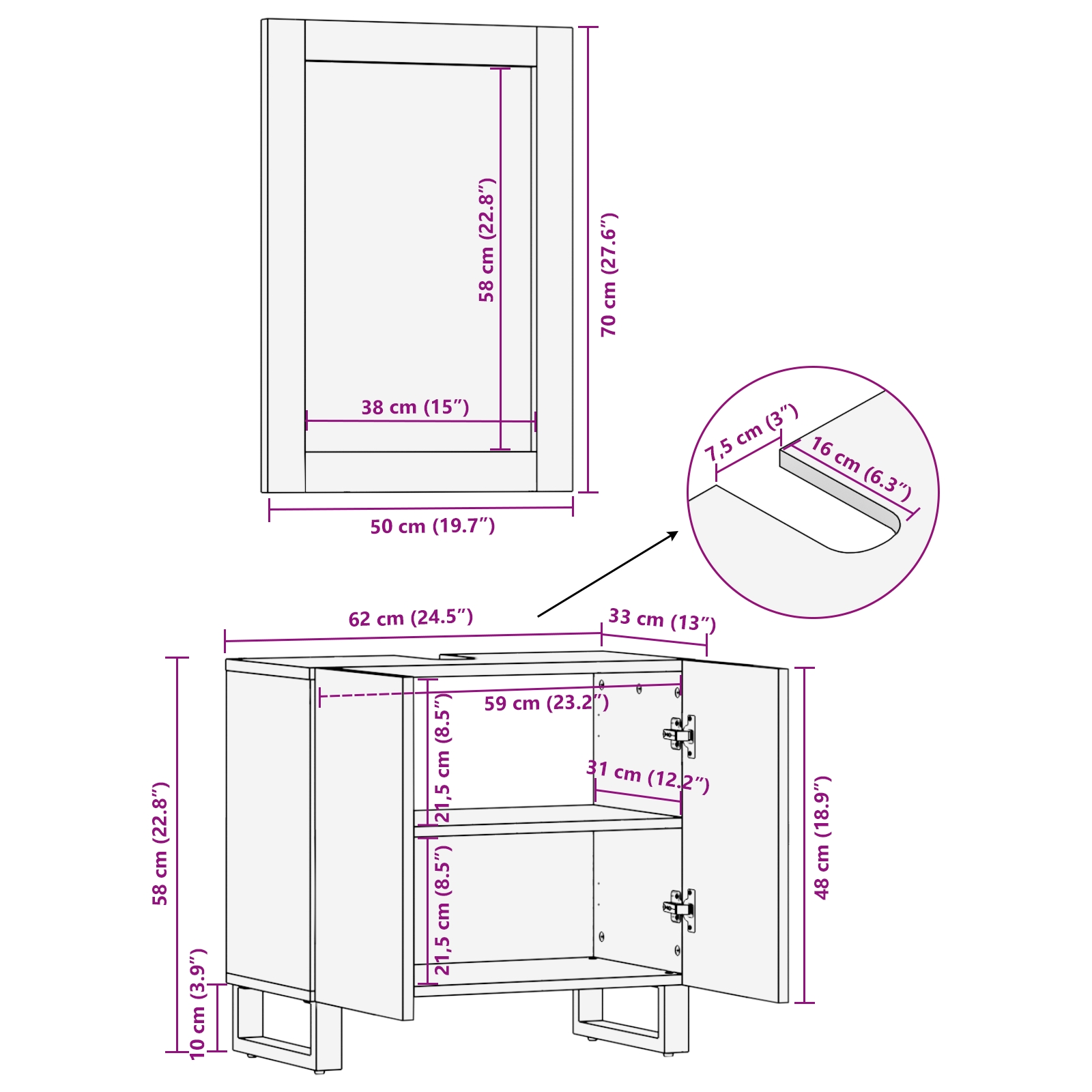 3310048 13 Set de mobilier pentru baie cu raft 2 pcs Alb 62 x 33 x 58 cm Set de mobilier pentru baie cu raft 2 pcs Alb 62 x 33 x 58 cm - imagine 13