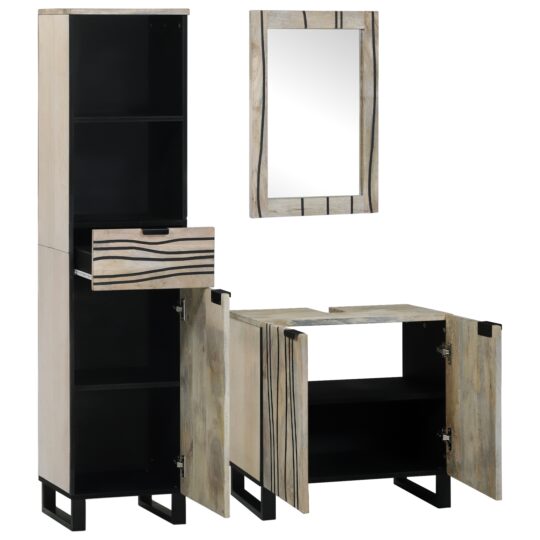 Alternative view of Set de mobilier pentru baie cu raft 3 pcs Alb 38 x 33 x 160 cm