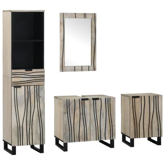 Set de mobilier pentru baie cu sertar 4 pcs Lemn de nuc maro