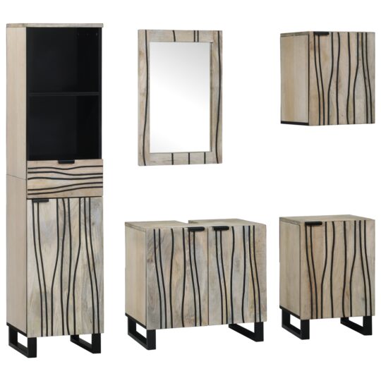 Set de mobilier pentru baie cu sertar 5 pcs Lemn de nuc maro