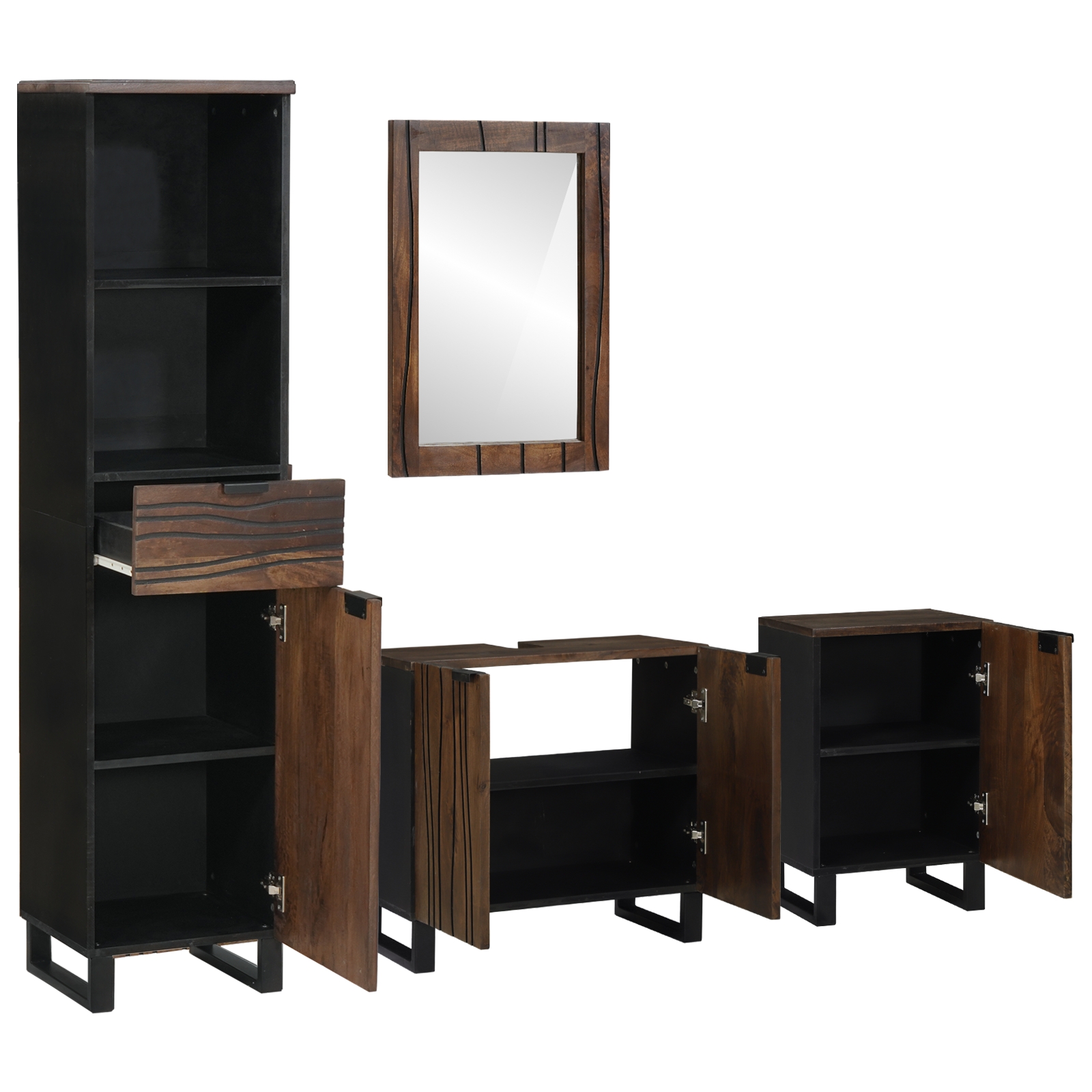 3310056 2 Set de mobilier pentru baie cu raft 4 pcs Alb 38 x 33 x 160 cm Set de mobilier pentru baie cu raft 4 pcs Alb 38 x 33 x 160 cm - imagine 2