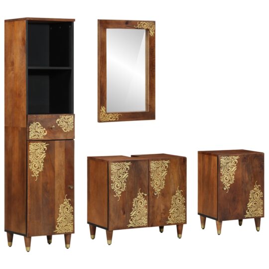 Set de Mobilier pentru Baie cu ușă 4 pcs Maro 62 x 33 x 58 cm