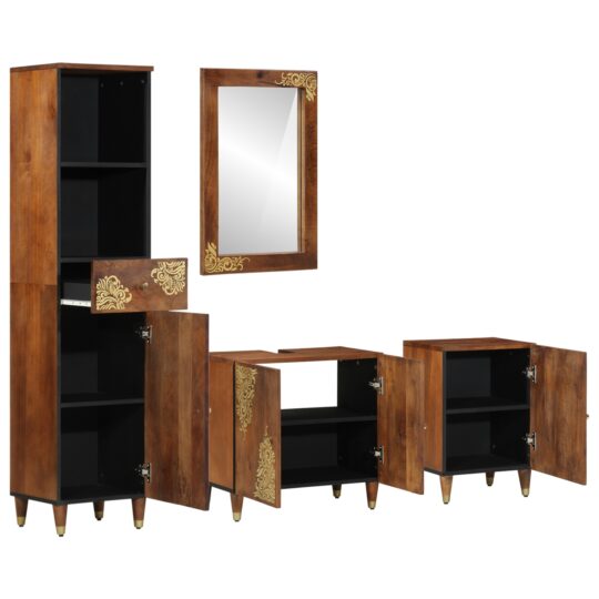 Alternative view of Set de Mobilier pentru Baie cu ușă 4 pcs Maro 62 x 33 x 58 cm