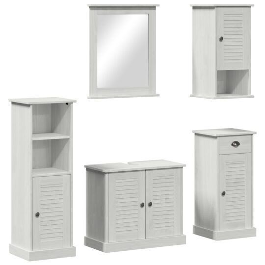 Alternative view of Set de mobilier pentru baie cu sertar VIGO 5 pcs alb antichizat