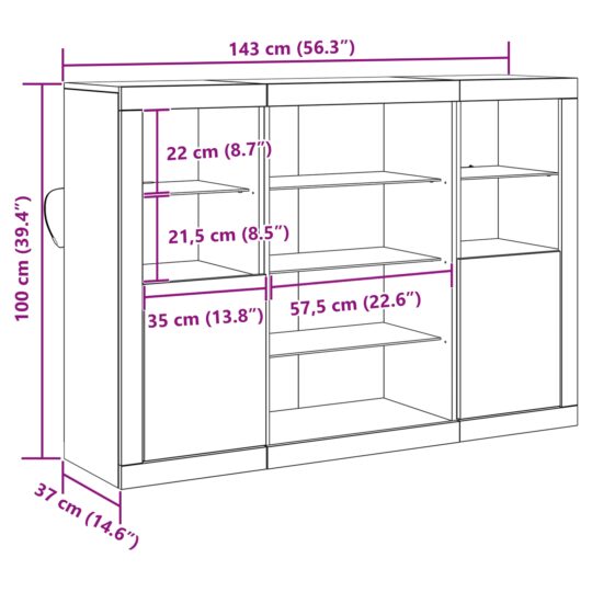 3333120 12 Bufet Lemn vechi 142.5 x 37 x 100 cm Lemn compozit 3333120 12