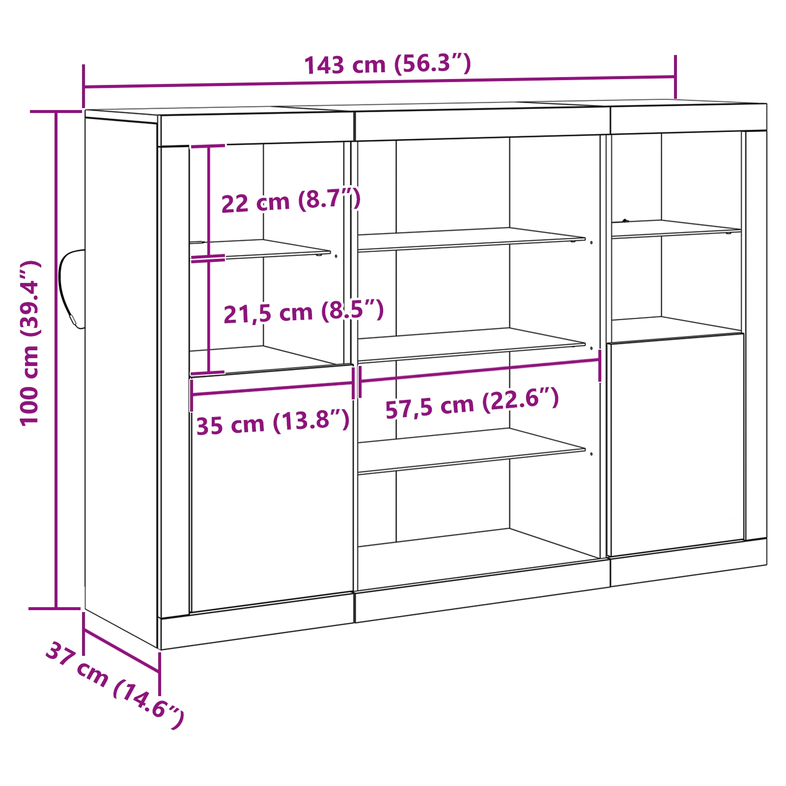 3333120 12 Bufet Lemn vechi 142.5 x 37 x 100 cm Lemn compozit Bufet Lemn vechi 142.5 x 37 x 100 cm Lemn compozit - imagine 12