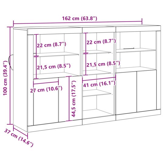3333124 12 Bufet Lemn vechi 162 x 37 x 100 cm Lemn compozit 3333124 12