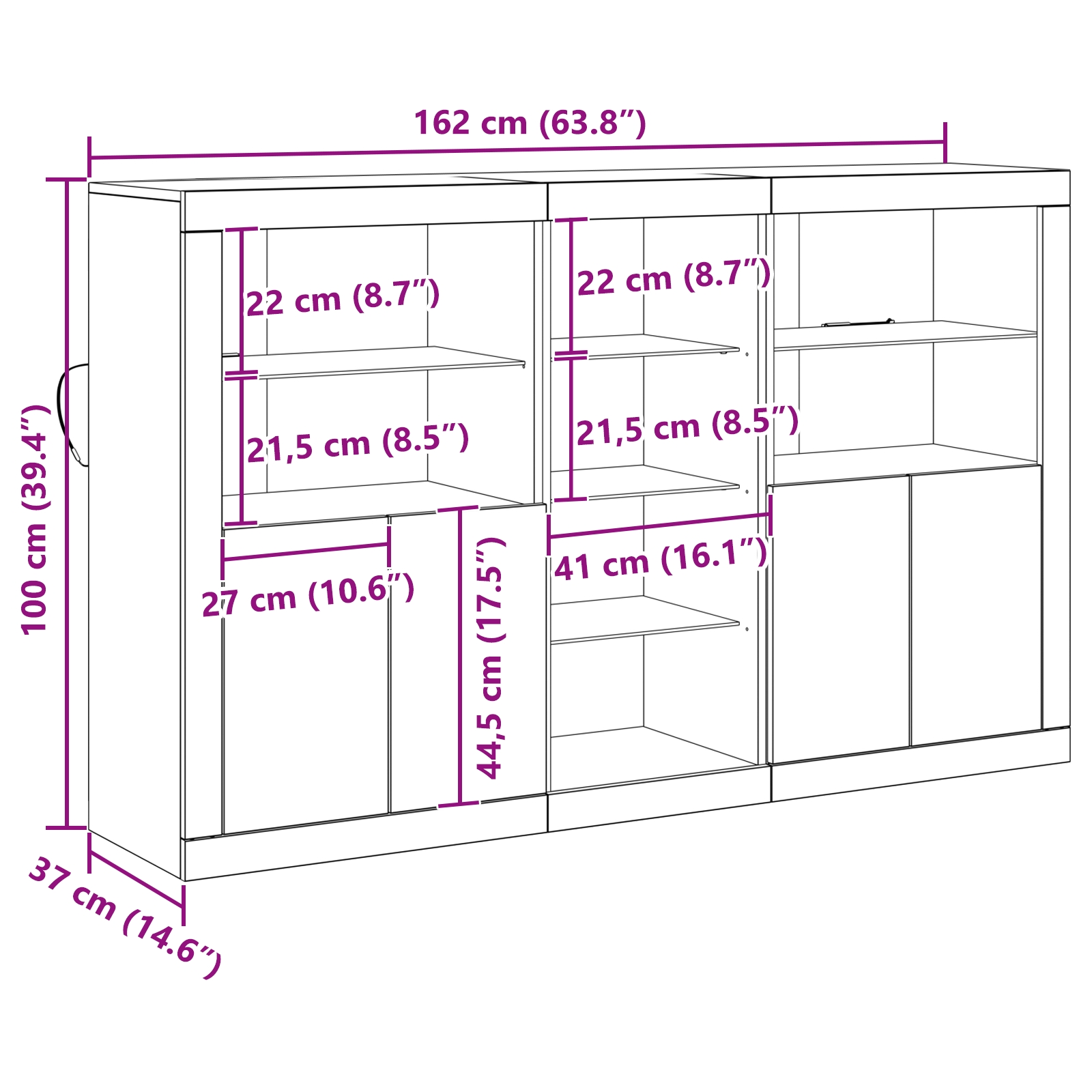 3333124 12 Bufet Lemn vechi 162 x 37 x 100 cm Lemn compozit Bufet Lemn vechi 162 x 37 x 100 cm Lemn compozit - imagine 12