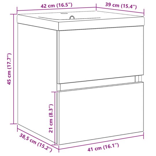 3333149 10 Dulap cu Chiuvetă Stejar negru 41 x 39 x 62 cm Lemn compozit 3333149 10