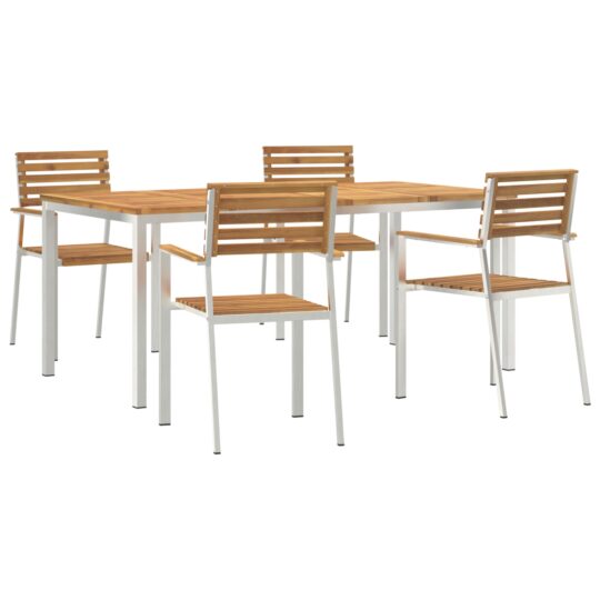 Alternative view of Setdediningpentrugrădină 5 pcs Maro Lemn de acacia masiv