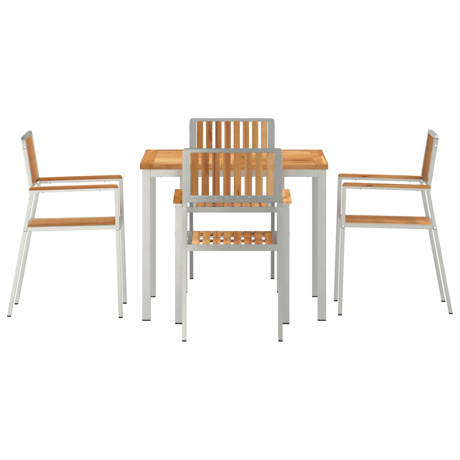 3334798 7 Set de masă pentru grădină 5 pcs Maro Lemn masiv de tec Set de masă pentru grădină 5 pcs Maro Lemn masiv de tec - imagine 7