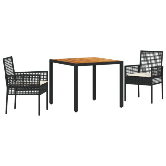 Alternative view of Set de masă pentru grădină 3 pcs Negru Rattan poli