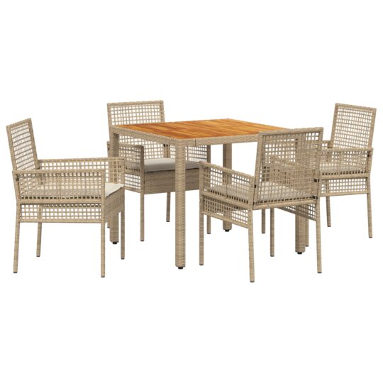 Alternative view of Set de masă pentru grădină 5 pcs Bej Rattan poli