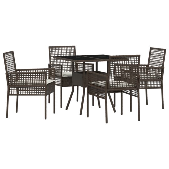 Alternative view of Set de masă pentru grădină 5 pcs Maro Rattan poli
