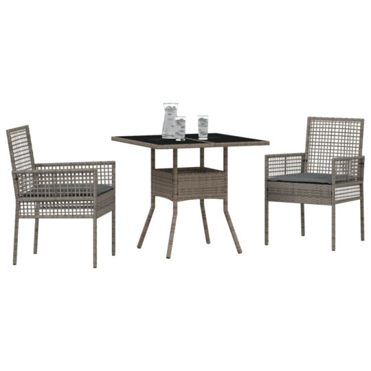 3334927 3 Set de masă pentru grădină 3 pcs Gri Rattan poli 3334927 3