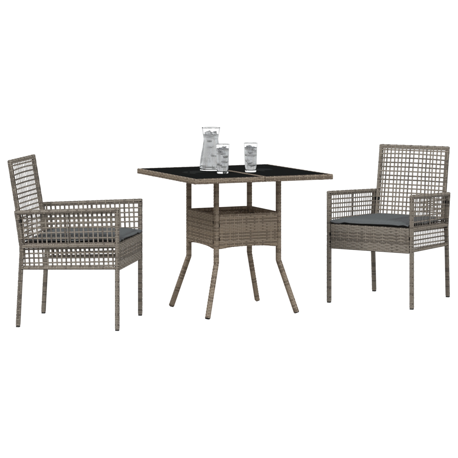 3334927 3 Set de masă pentru grădină 3 pcs Gri Rattan poli Set de masă pentru grădină 3 pcs Gri Rattan poli - imagine 3
