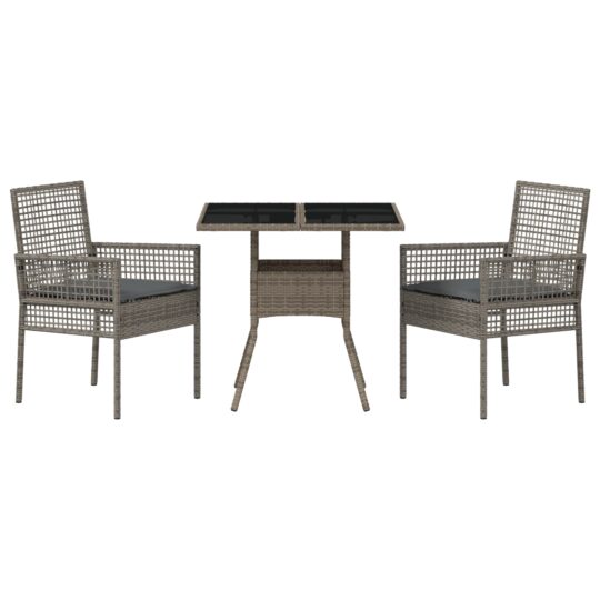 3334927 7 Set de masă pentru grădină 3 pcs Gri Rattan poli 3334927 7