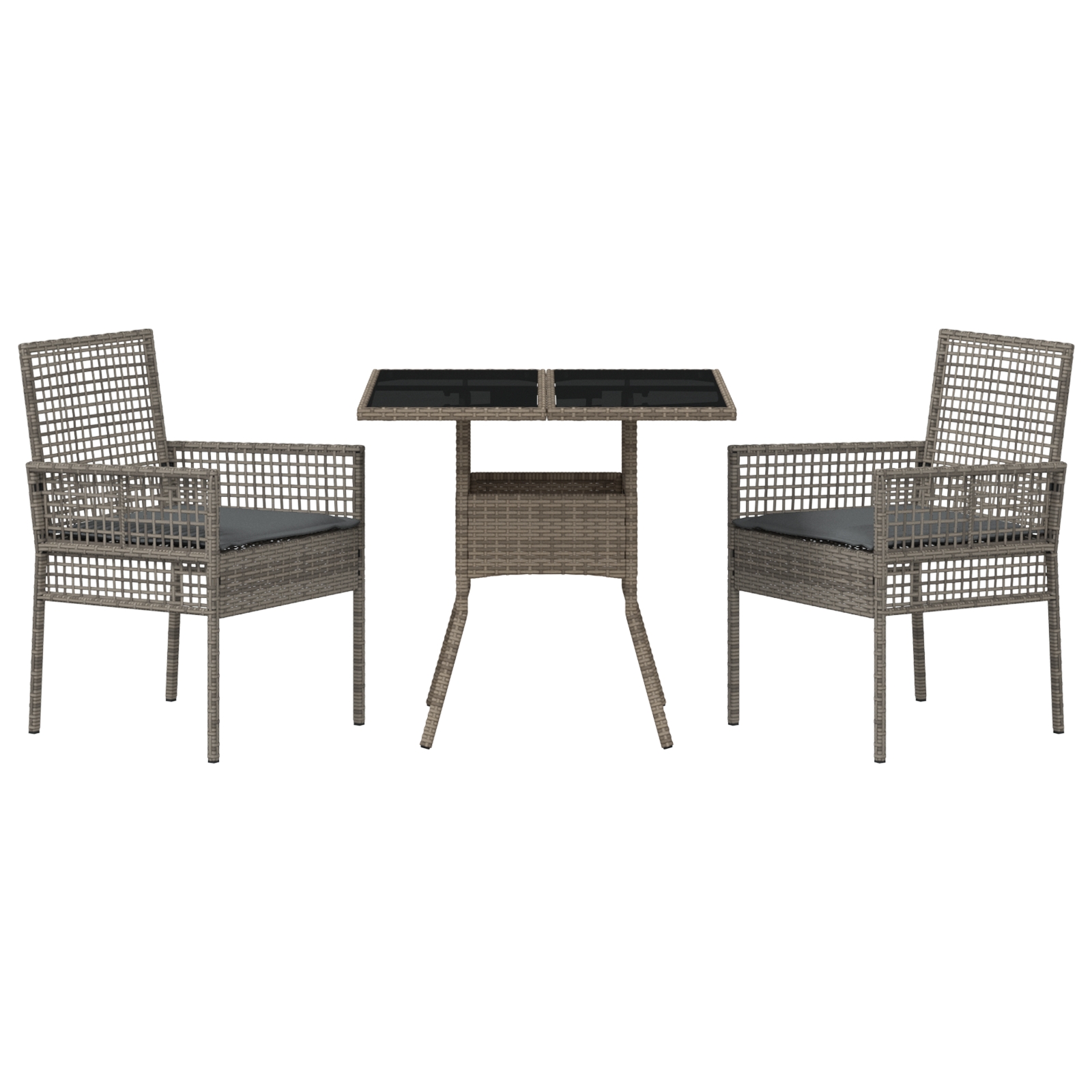3334927 7 Set de masă pentru grădină 3 pcs Gri Rattan poli Set de masă pentru grădină 3 pcs Gri Rattan poli - imagine 7