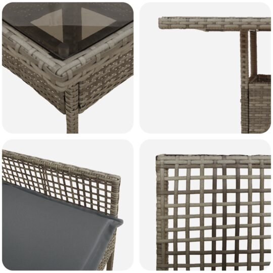 3334927 9 Set de masă pentru grădină 3 pcs Gri Rattan poli 3334927 9