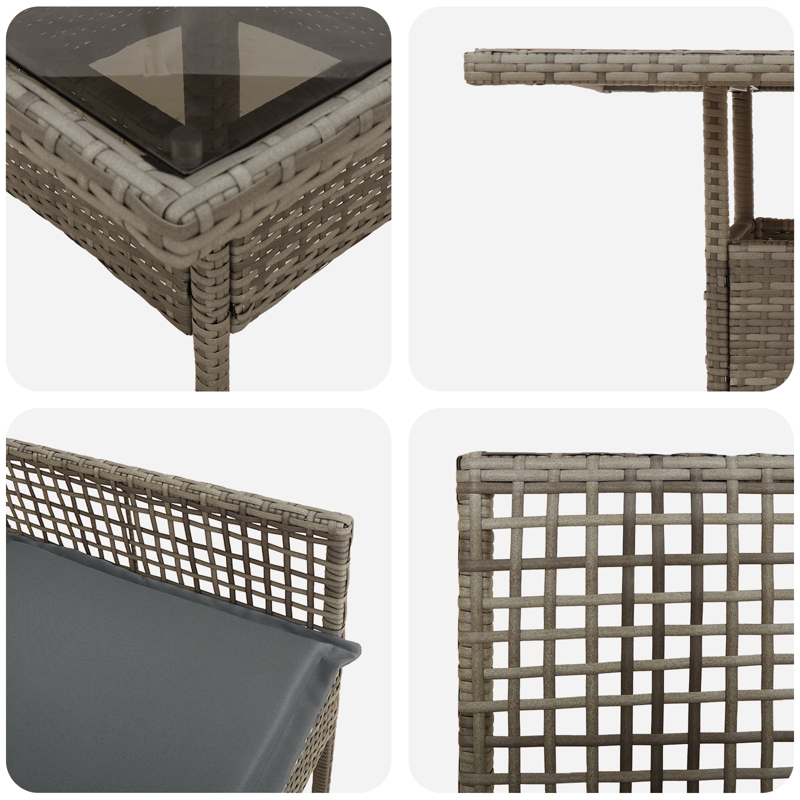 3334927 9 Set de masă pentru grădină 3 pcs Gri Rattan poli Set de masă pentru grădină 3 pcs Gri Rattan poli - imagine 9