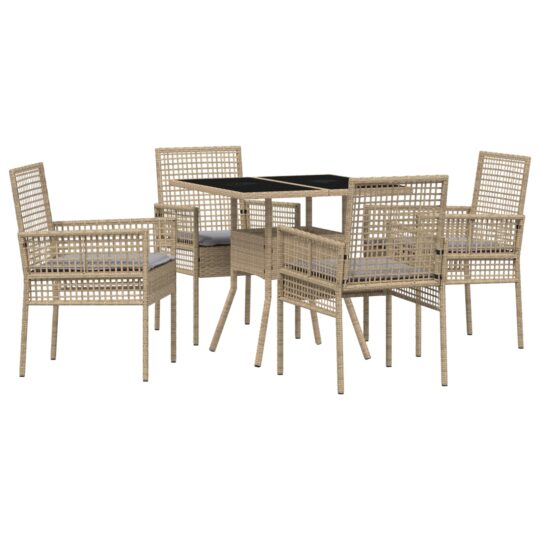 Alternative view of Set de masă pentru grădină 5 pcs Bej Rattan poli