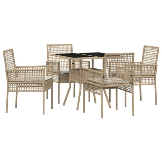 Alternative view of Set de masă pentru grădină 5 pcs Bej Rattan poli