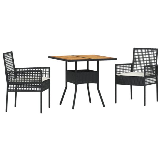 Alternative view of Set de masă pentru grădină 3 pcs Negru Rattan poli