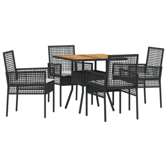 Alternative view of Set de masă pentru grădină 5 pcs Negru Rattan poli
